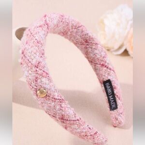 Handmade Pink Tweed Headband